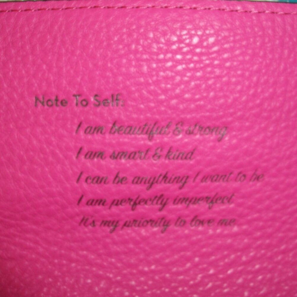 AIMEE KESTENBERG SELF LOVE TRI-FOLD HOT PINK LEATHER WALLET NEW RARE - Picture 4 of 6